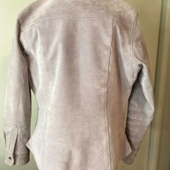 NWOT Vintage Ami Alexandre Matiussi Small grey genuine leather jacket for women - Picture 3 of 5